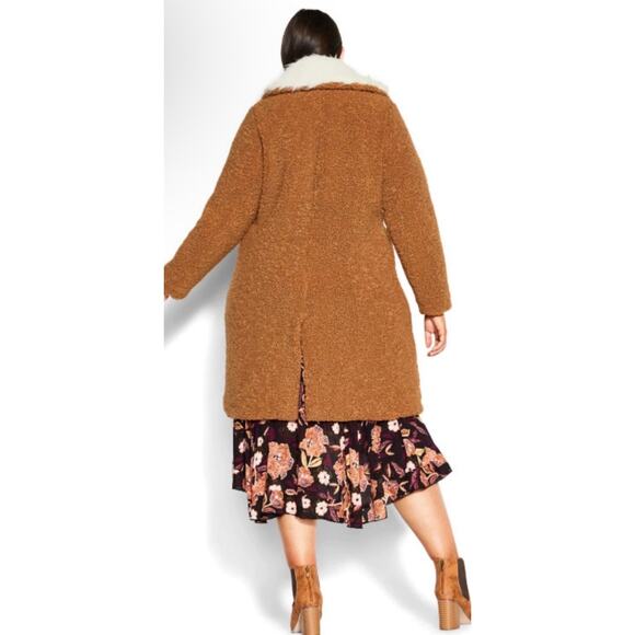 NEW Aveology City Chic Tan Faux Fur Teddy Jacket Size 24 (Retal $200) - Picture 3 of 6